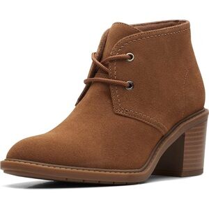Clarks Tan Lace Up Boots with Suede Finish